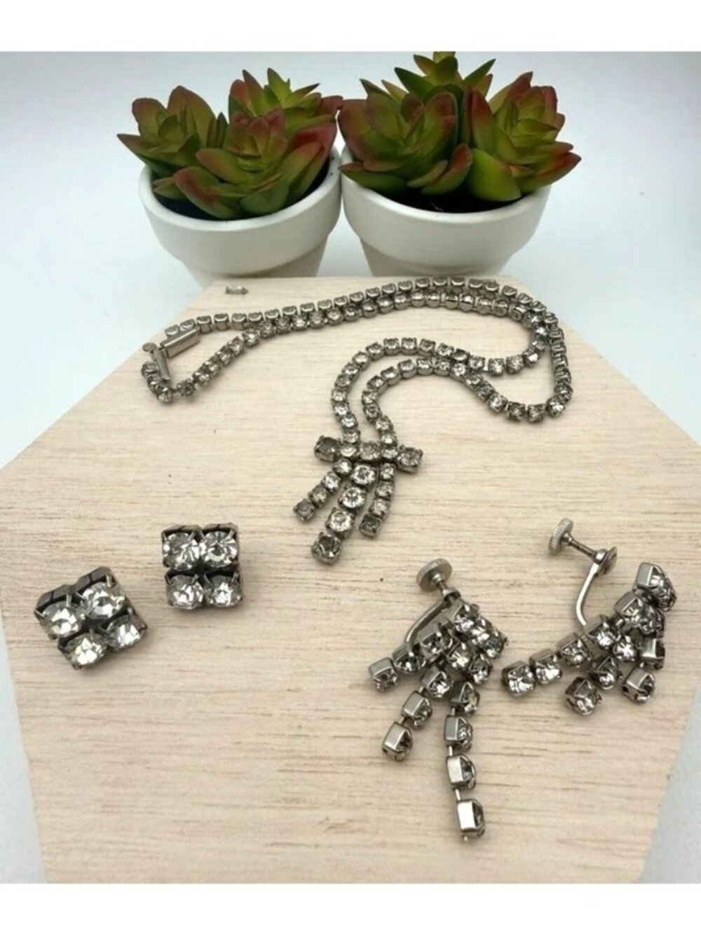 Vintage Rhinestone Jewelry Lot Necklace Earrings Screw Back Clip On